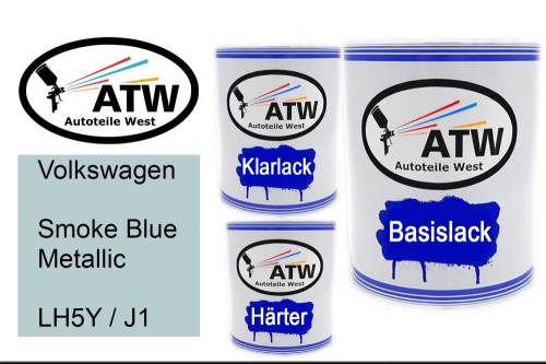 Volkswagen, Smoke Blue Metallic, LH5Y / J1: 1L Lackdose + 1L Klarlack + 500ml Härter - Set, von ATW Autoteile West.